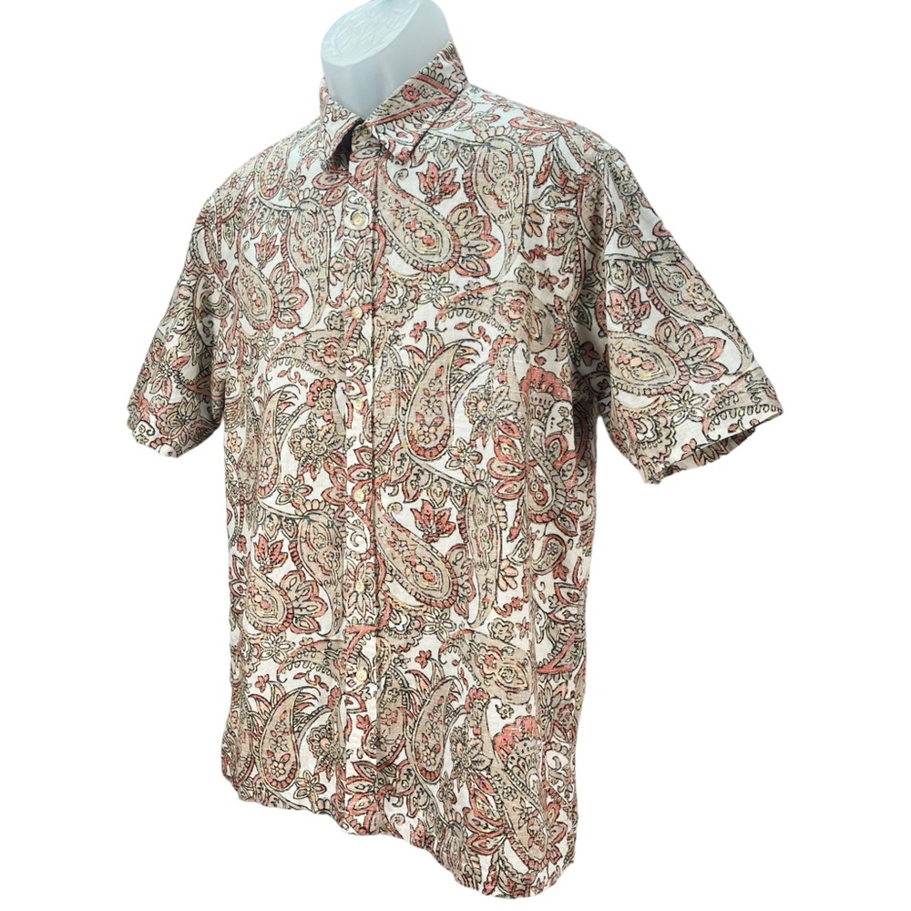 Tasso Elba Island Men’s Medium Paisley Print Short Sleeve Buttons Up Shirt - Picture 3 of 8